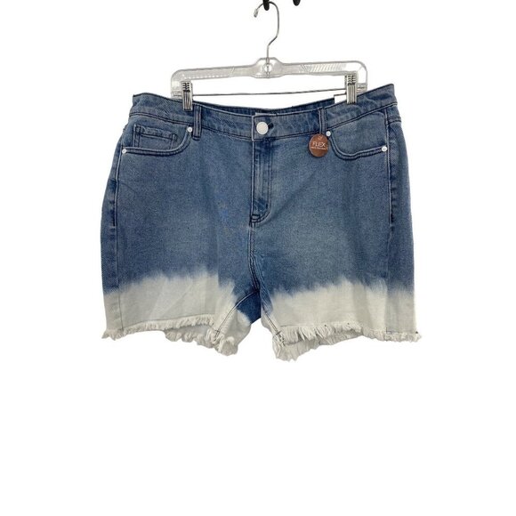 NWT LANE BRYANT GIRLFRIEND DENIM SHORTS RAW HEM BLEACHED OMBRE SIZE 18 - Picture 1 of 5